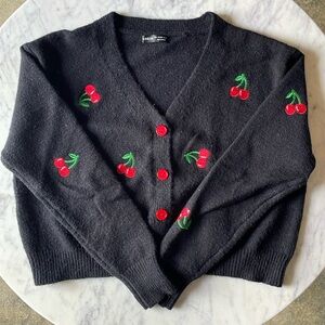 NWOT SHEIN Cherry 🍒 Cardigan Sweater Size Large